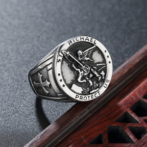 St. Michael S/Steel Signet Ring