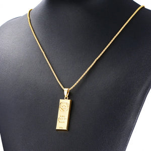 Gold Bar Pendant Necklace