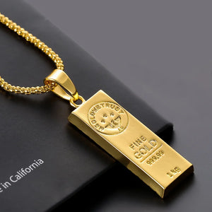 Gold Bar Pendant Necklace