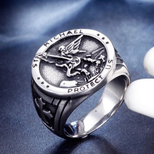 St. Michael S/Steel Signet Ring