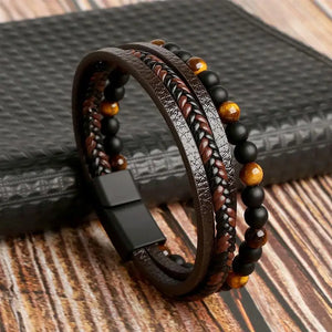 Emmett Leather Bead Bracelet