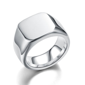 Square S/Steel Signet Ring (1B)