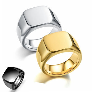 Square S/Steel Signet Ring (1B)