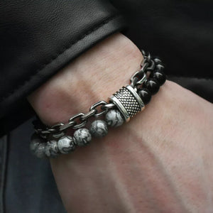 Christos S/Steel Beaded Bracelet