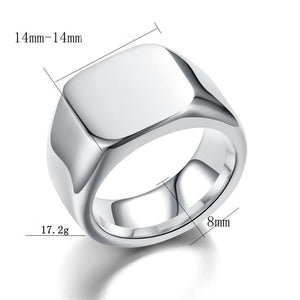 Square S/Steel Signet Ring (1B)