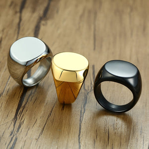 Round S/Steel Signet Ring