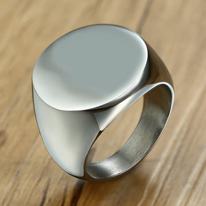 Round S/Steel Signet Ring