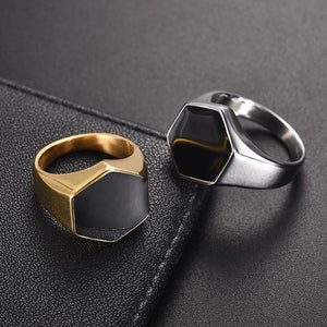 Hexagon S/Steel Signet Ring