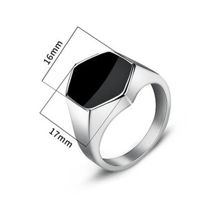 Hexagon S/Steel Signet Ring