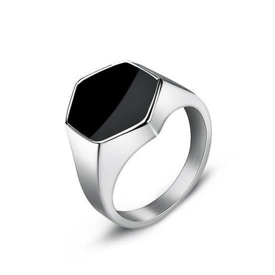 Hexagon S/Steel Signet Ring