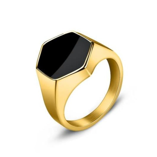 Hexagon S/Steel Signet Ring